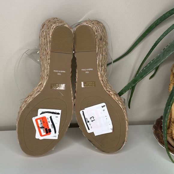 BP. Clear Strap Espadrille Wedge Sandals Size 10M Ankle Strap Platform Heels NWT - Picture 8 of 12